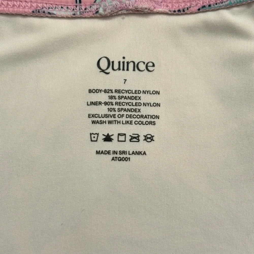 Quince Girls Size 7 One Piece Swimsuit Pink Tropical Leaf Floral Print
